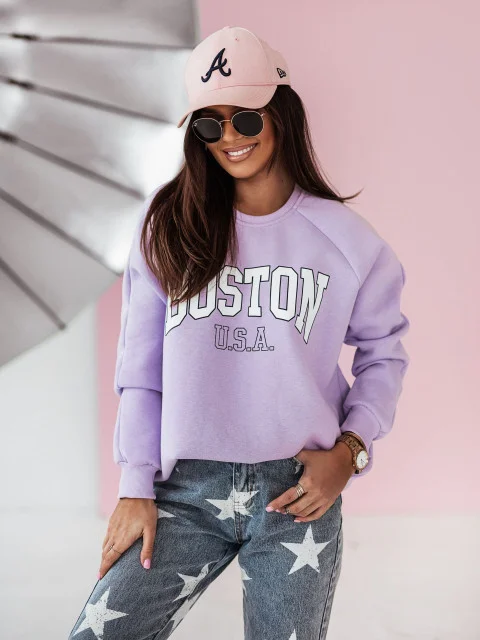 Hoddies and jumpers - Oversized Lilac Boston Printed Jumper Kelly