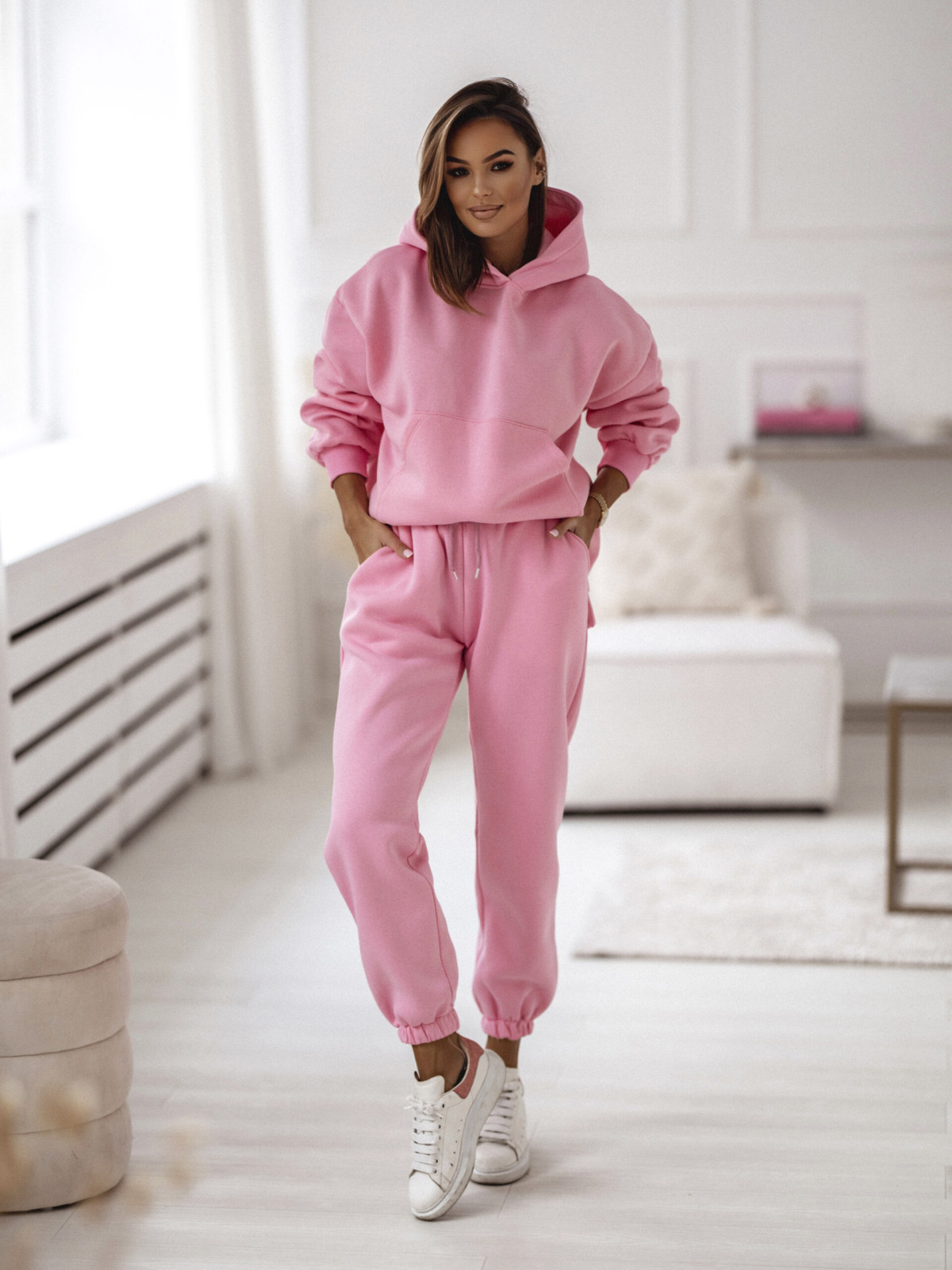 Two Piece Sets - Two Piece Pastel Pink Loungewear Set Porto