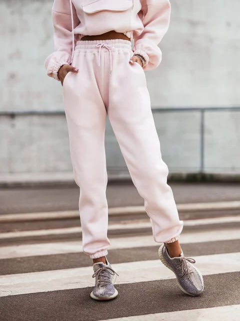 Two Piece Sets - Two Piece Baby Pink Loungewear Set Olivia