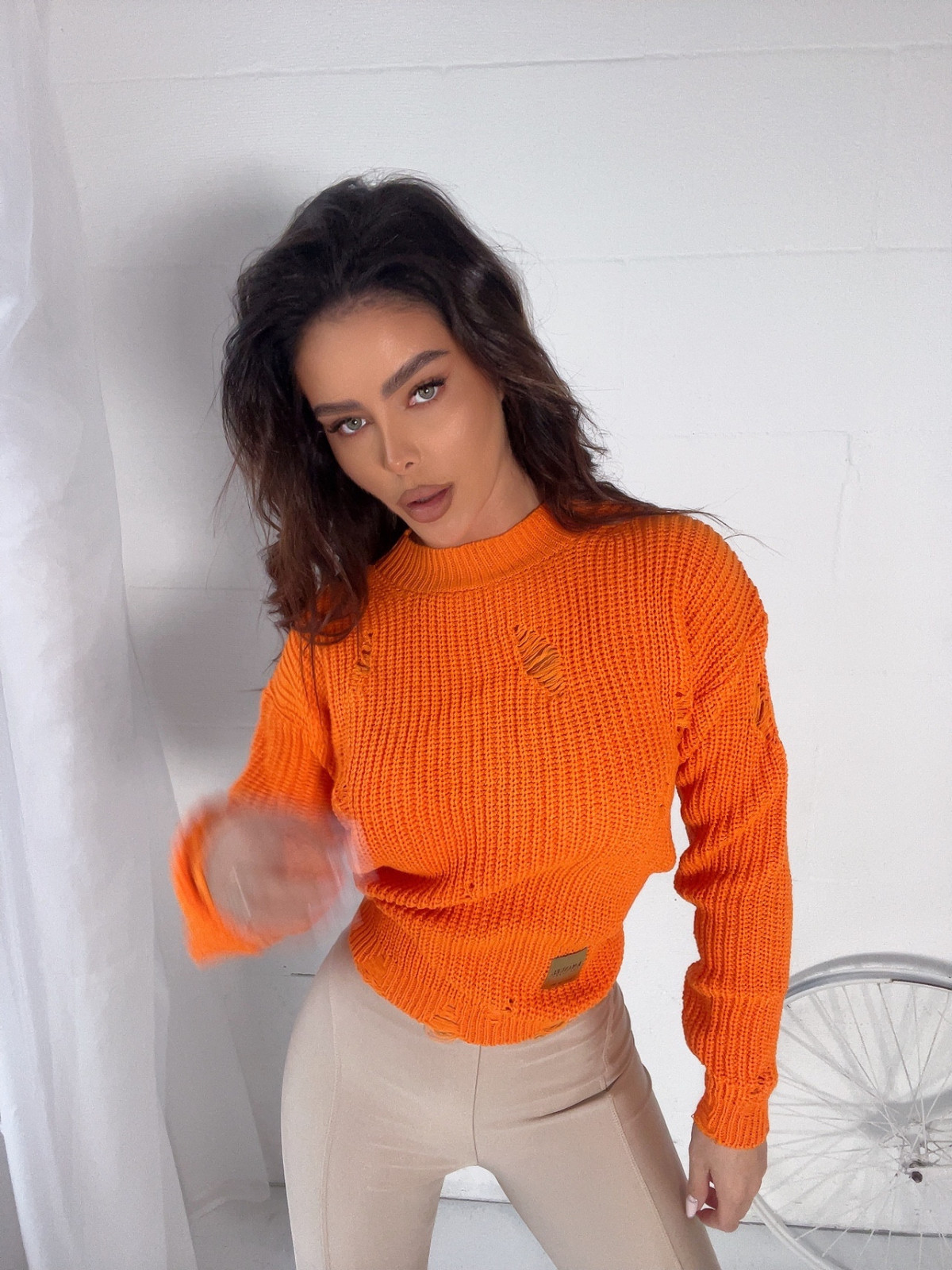 Knitewear - Ripped Knitted Jumer Top Klaire - Orange