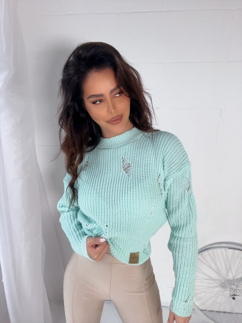 Knitewear - Ripped Knitted Jumer Top Klaire - Mint