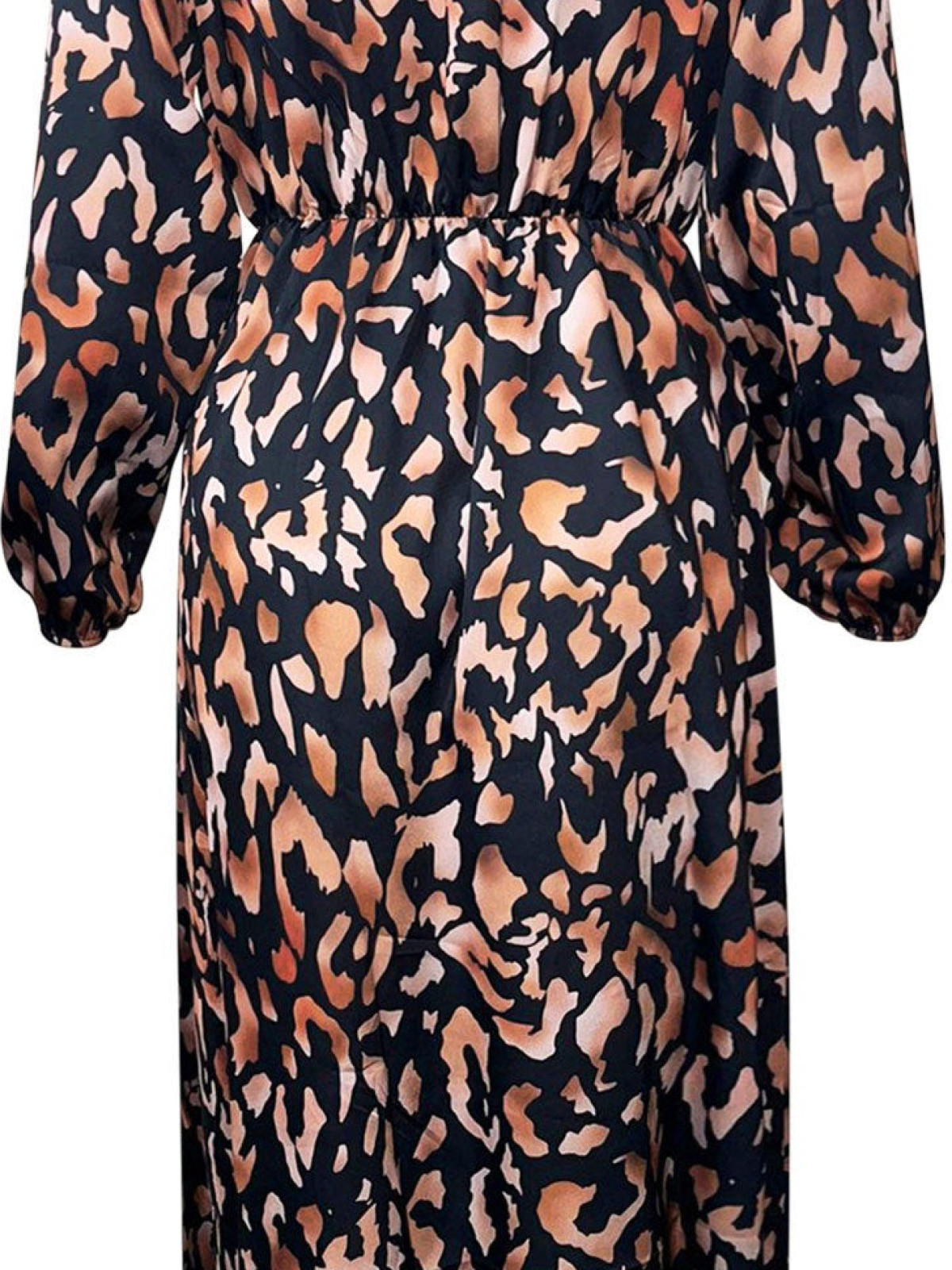 Dresses - Side Slit Midaxi Dress Kasia - Brown Leopard Print