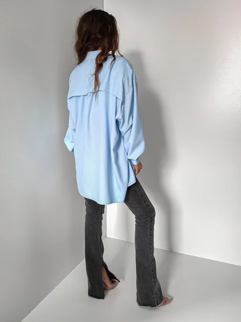 Tops, bodysuits and shirts - Baby Blue Oversized Shirt Blouse Top Mila