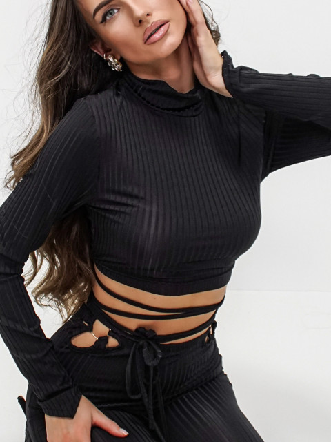 Tops, bodysuits and shirts - Black Wrap Crop Top Catherine
