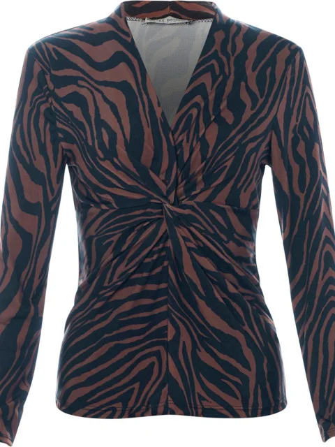 Tops, bodysuits and shirts - Twisted Knot Top Caroline - Brown with Tiger Print